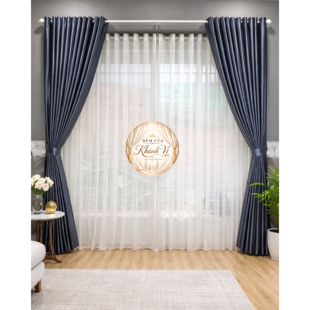 Rèm cửa sổ, rèm cửa chính XÁM ĐEN, RÈM CHƯA BAO GỒM THANH TREO chống nắng 95%, màn cửa trang trí decor phòng