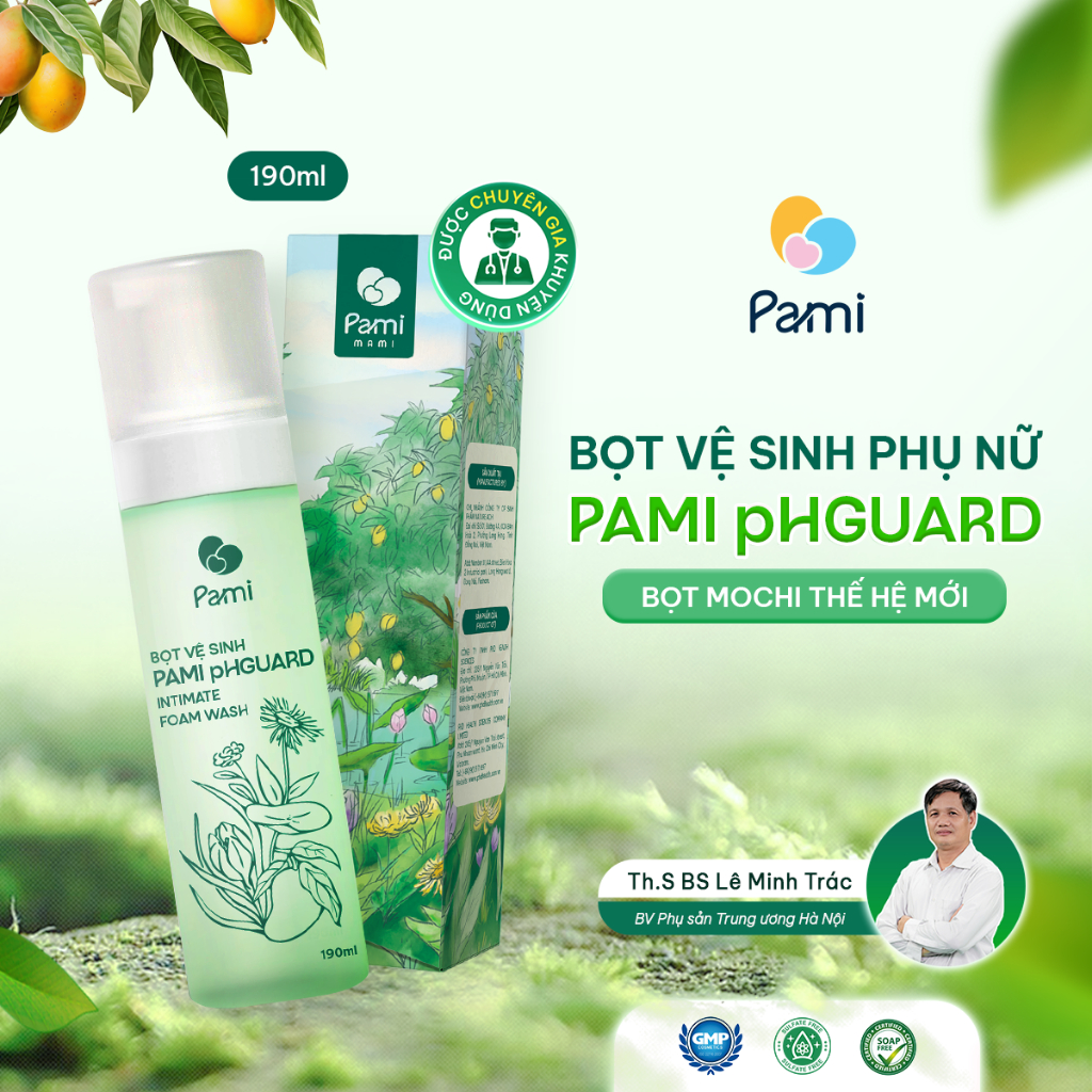 Combo 2 chai dung dịch vệ sinh phụ nữ dạng bọt siêu mịn Pami pHGuard 190ml dưỡng ẩm cân bằng pH, giảm vi khuẩn