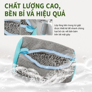 Túi Giặt Giày Chuyên Dụng Có Khóa Kéo | Túi Giặt Giày Máy Giặt Chenille Microfiber Bảo Vệ Sneaker