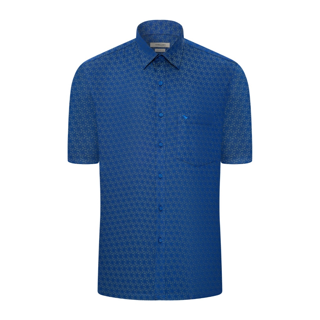 Áo sơ mi ngắn tay vạt ngang VIETTIEN SMART CASUAL vải Hoa hồng form REGULAR VT00000664