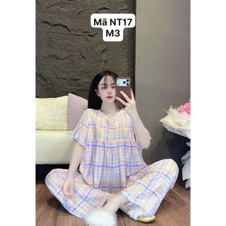 Tay lỡ loe form babydoll chất tole lanh mặc nhà mát thấm mồ hôi mặc nhà cho nữ từ 45kg-70kg