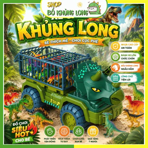 Đồ Chơi Xe Ô Tô Chở Khủng Long Cỡ Lớn Trẻ Em TẶNG Nhiều Con Khủng Long Xe Tải Vận Chuyển Đồ Chơi Bé Trai - BỐ KHỦNG LONG