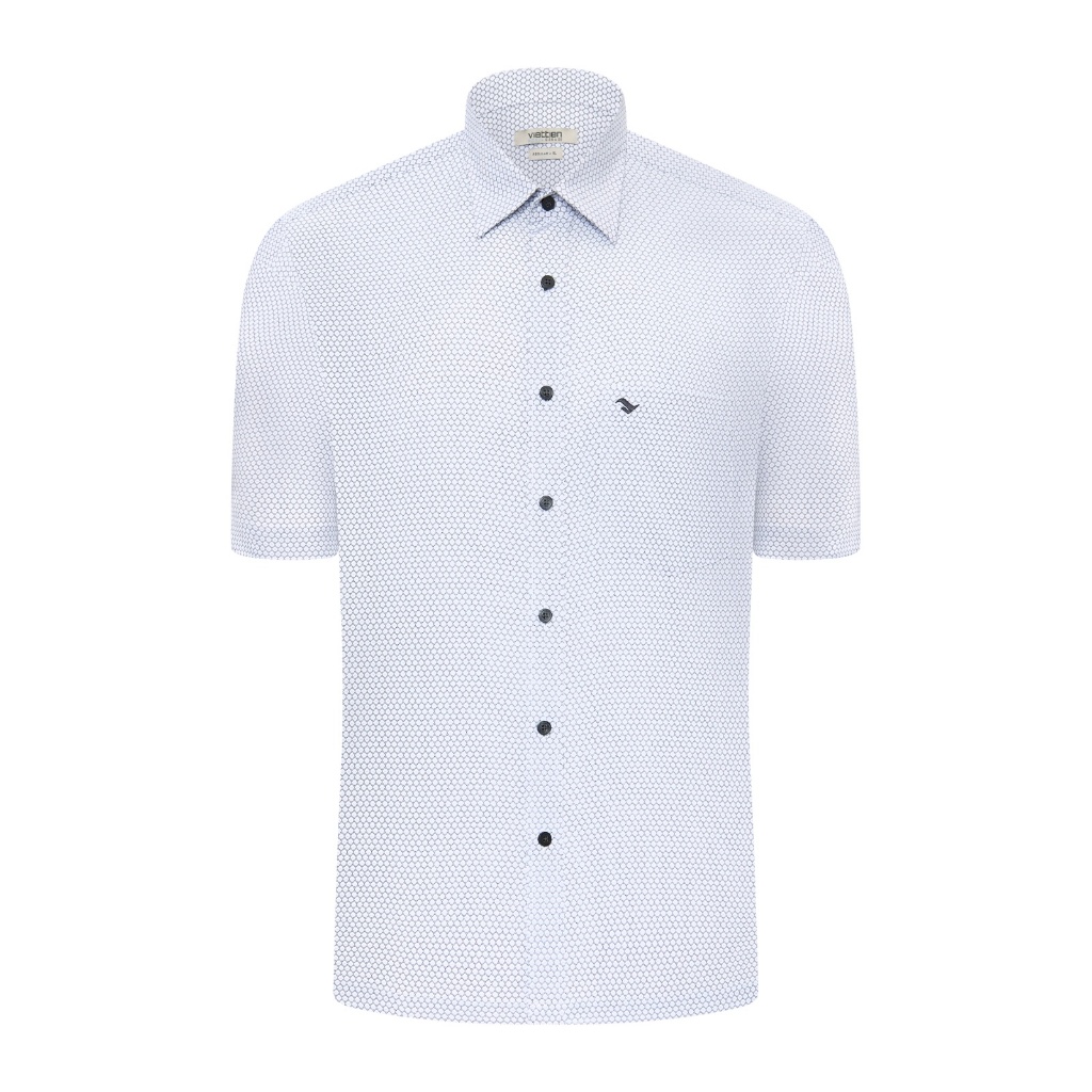 Áo sơ mi ngắn tay vạt ngang VIETTIEN SMART CASUAL vải Hoa hồng form REGULAR VT00000665