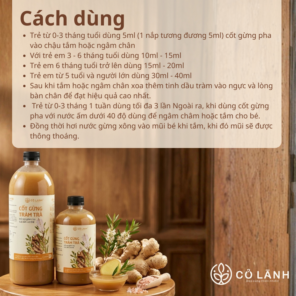 (HOT) 500ml Nước Cốt Gừng Tràm (Không bã) Ngâm Chân, Tắm Bé - Giữ Ấm, Phòng Ho, Lưu Thông Khí Huyết