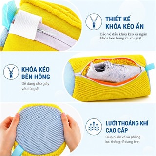Túi Giặt Giày Chuyên Dụng Có Khóa Kéo | Túi Giặt Giày Máy Giặt Chenille Microfiber Bảo Vệ Sneaker