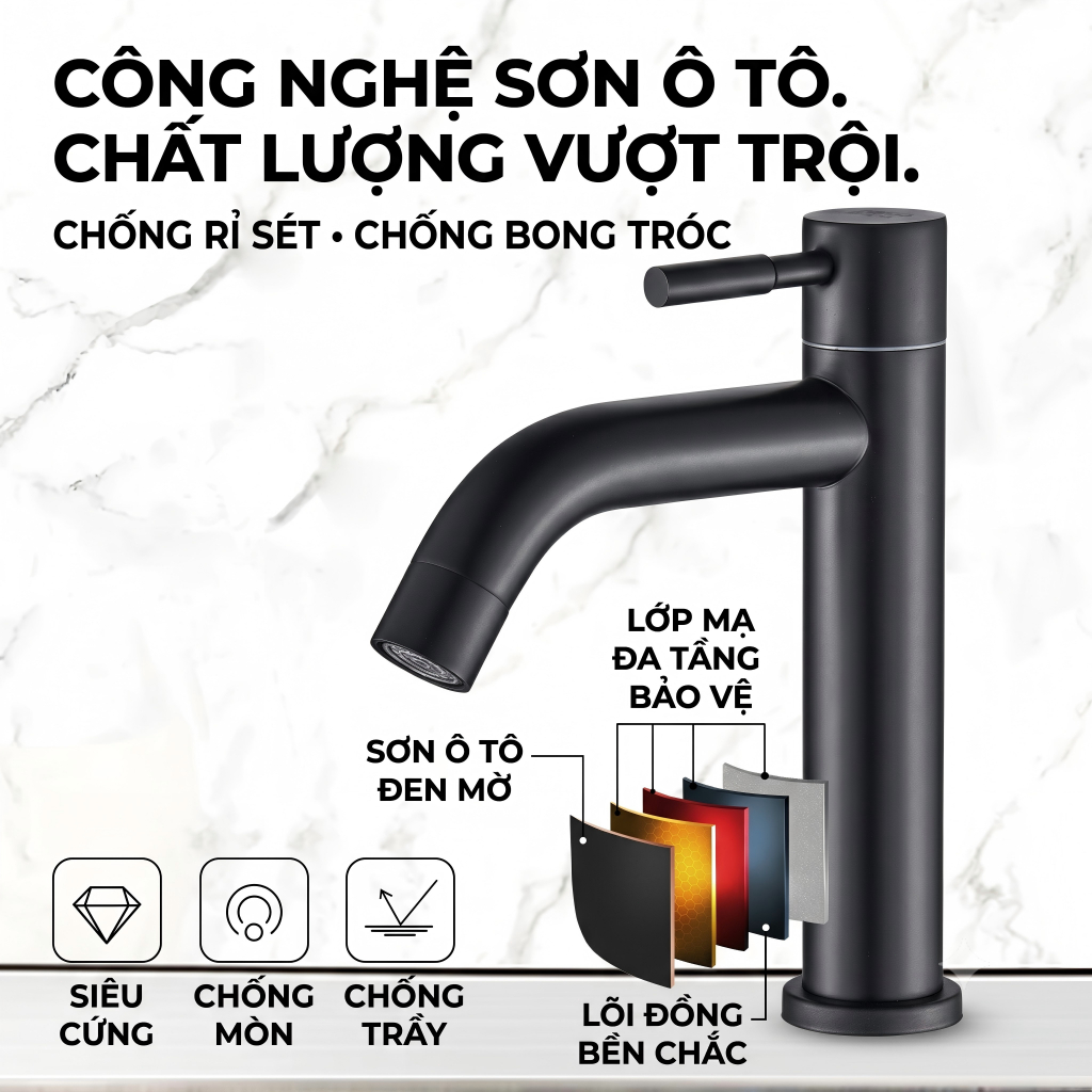 vòi nước bồn rửa chén vòi rửa mặt Lạnh  inox 304 màu đen  vòi nước đa năng cho bồn rửa chén thiết kế theo chiều