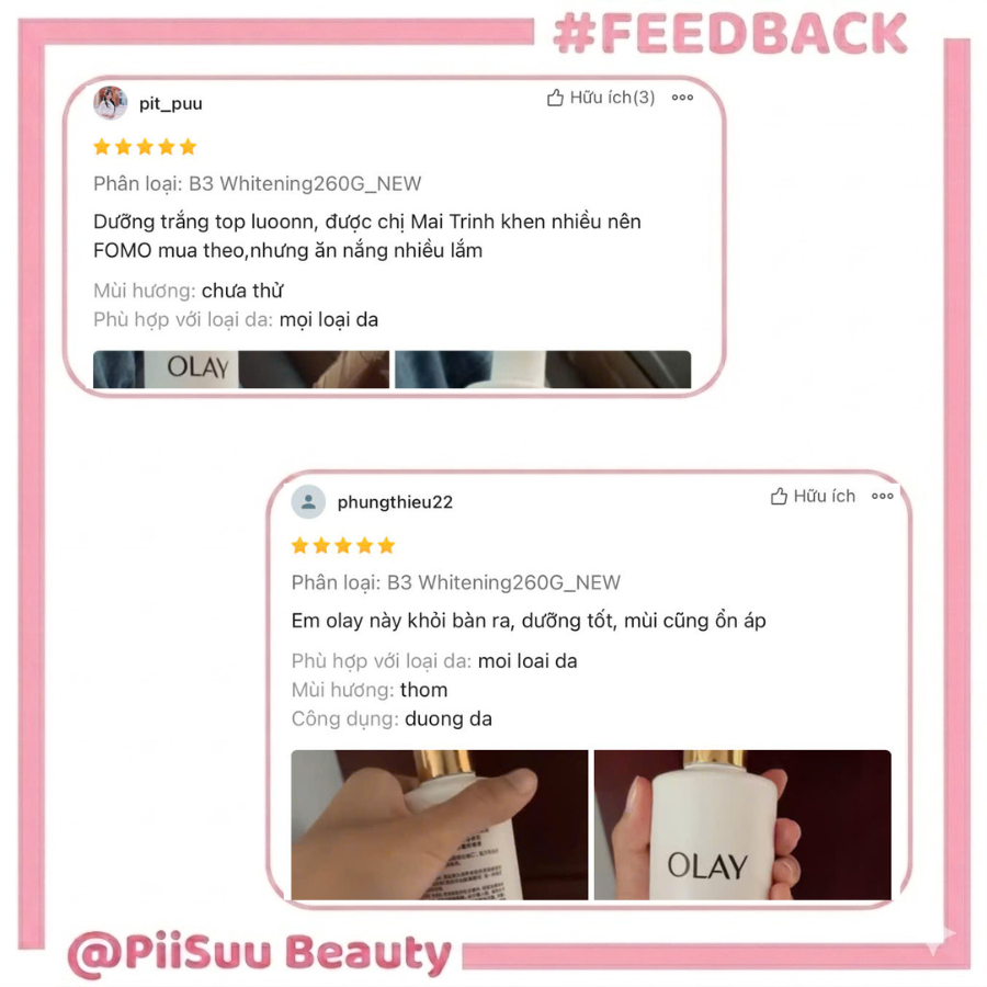 Sữa dưỡng thể OLAY B3 Cải Tiến Whitening Body Lotion Vitamin C +Niacinamide