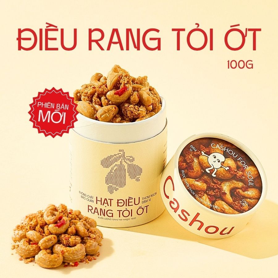 Hạt Điều Rang Hữu Cơ Tỏi Ớt Nguyên Hạt Cashou – Hạt Điều Bình Phước Giòn Bùi, Giàu Dinh Dưỡng