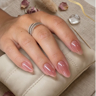 Nailbox móng tay giả thiết kế sang trọng basic đơn giản nhã nhặn đi tiệc hằng ngày nude hồng tráng gương (A13)