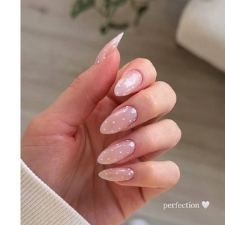 Nailbox Thiết Kế Thạch Hồng Tráng Gương Phối Chấm Bi Trắng Đơn Giản, Sang Trọng, Theo nailbox