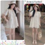 Đầm dáng ngắn rộng xòe tiểu thư váy thô thêu phối ren cổ dây buộc mặc đi học đi chơi nàng thơ HCOM27482