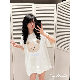 Áo thun chất cotton su form rộng tay lỡ - gấu TWOI