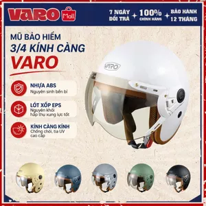 Mũ bảo hiểm 3/4 VARO Kính Càng Cao Cấp Freesize Vòng Đầu 54-59cm Dành Cho Cả Nam Và Nữ Chính Hãng