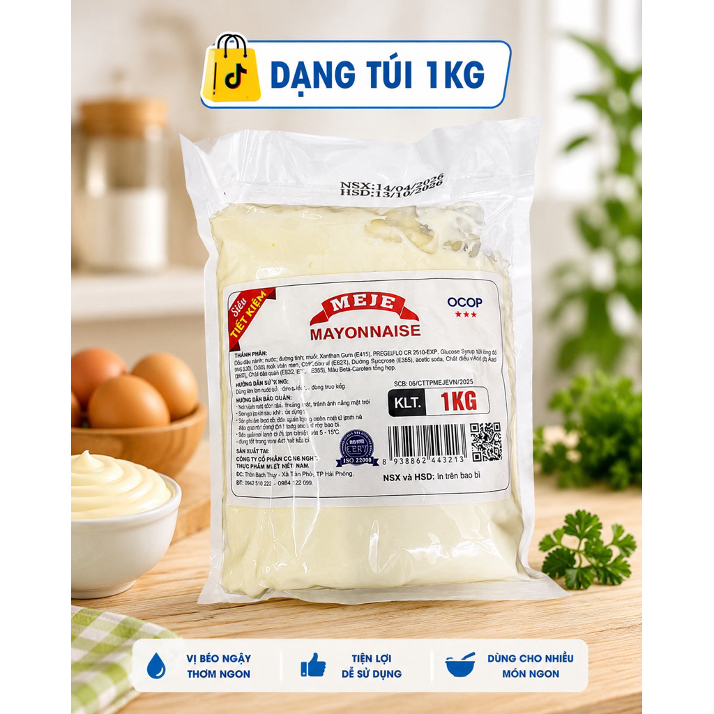 Mayonnaise Meje dạng túi 1kg siêu tiết kiệm
