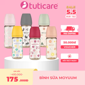 Bình Sữa Moyuum Hàn Quốc PPSU Chịu Nhiệt Van Khí Chống Sặc Giảm Đầy Hơi 170ml 270ml [ Tặng 1 Núm ]