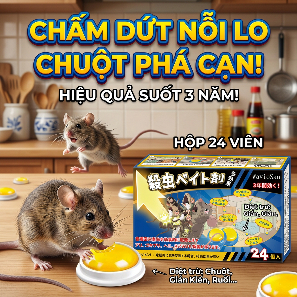 🔥 Hiệu quả gấp 2 lần! Thuốc diệt chuột, mồi trong ô tô, 1 hộp 24 viên, chiết xuất thiên nhiên, an toàn 100%