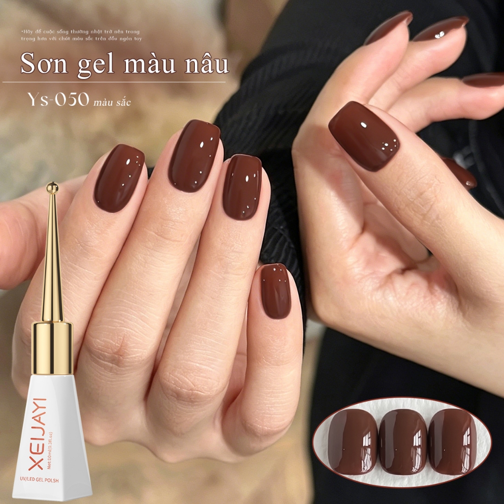 XEIJAYI 10ml - Brownie Brown Gel Nail Polish, bền màu, phù hợp cho cả salon và tự làm tại nhà.