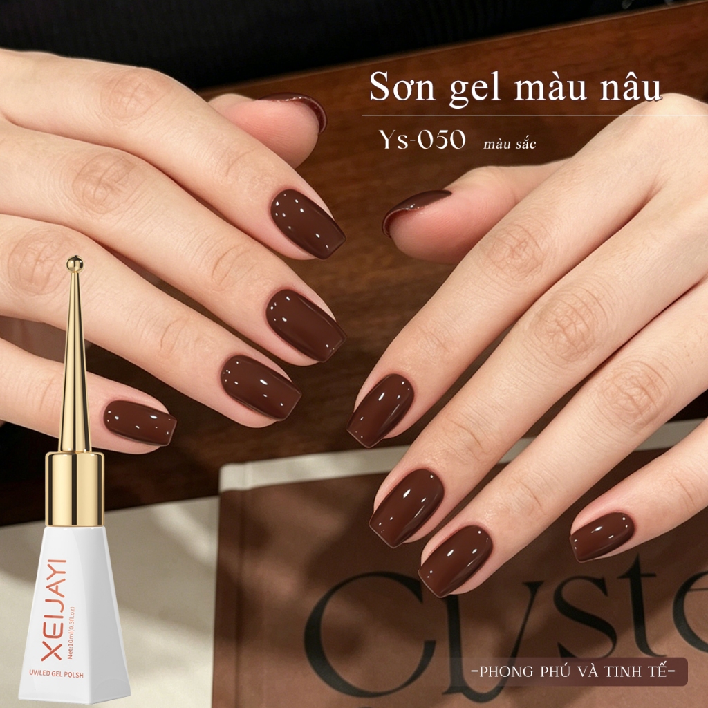 XEIJAYI 10ml - Brownie Brown Gel Nail Polish, bền màu, phù hợp cho cả salon và tự làm tại nhà.