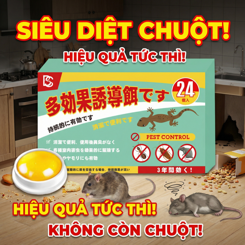 🐀 Công thức kiểm soát chuột hiệu quả 🐀 Thuốc diệt chuột, xua chuột, an toàn cho gia đình, 1 hộp 24 viên
