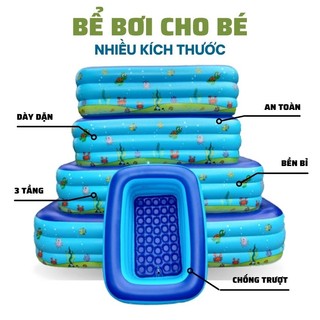 Bể Bơi Phao Cho Bé 1m2 1m3 1m5 1m8 2m1 3 Tầng PVC Dày Dặn - Bể Bơi Trẻ Em Bơm Hơi Siêu Dày Cỡ Lớn