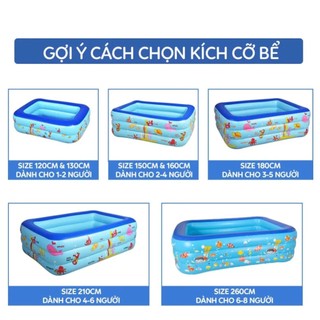 Bể Bơi Phao Cho Bé 1m2 1m3 1m5 1m8 2m1 3 Tầng PVC Dày Dặn - Bể Bơi Trẻ Em Bơm Hơi Siêu Dày Cỡ Lớn