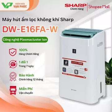 Máy hút ẩm lọc không khí Sharp DW-E16FA-W (16lít/ngày), lọc khí tạo ion - Bảo hành 12 tháng