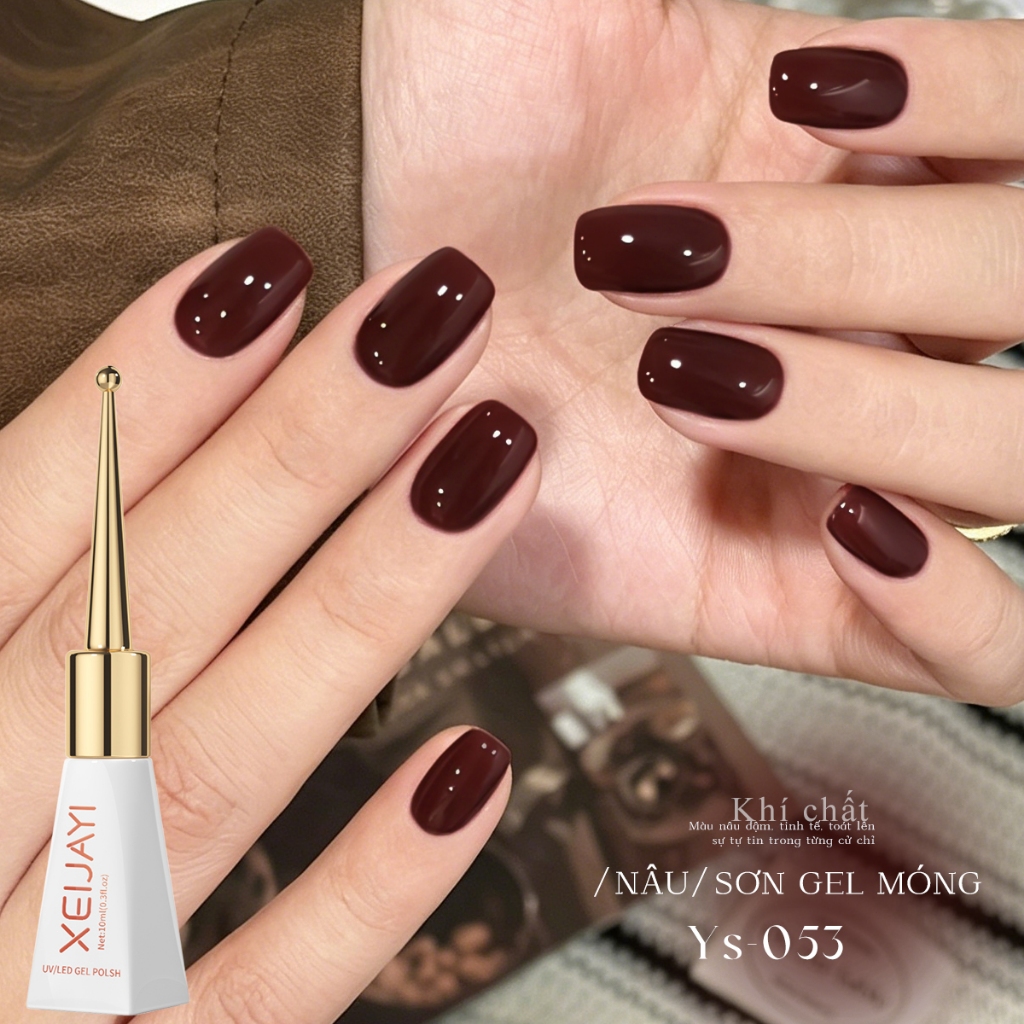 XEIJAYI 10ml - Sơn móng tay dạng gel màu nâu cổ điển, thời trang và đa năng, phù hợp cho mọi mùa.