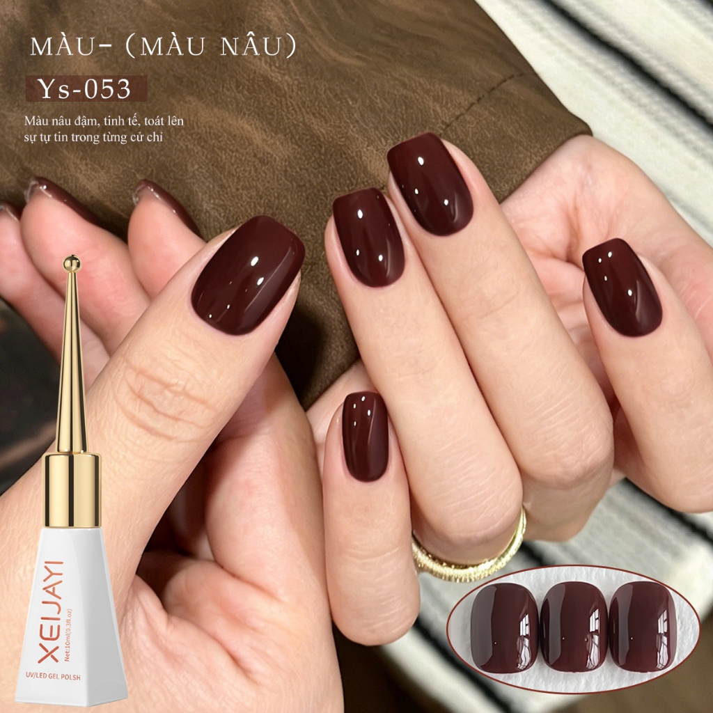 XEIJAYI 10ml - Sơn móng tay dạng gel màu nâu cổ điển, thời trang và đa năng, phù hợp cho mọi mùa.