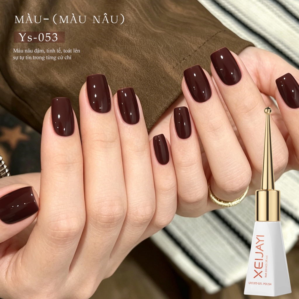XEIJAYI 10ml - Sơn móng tay dạng gel màu nâu cổ điển, thời trang và đa năng, phù hợp cho mọi mùa.