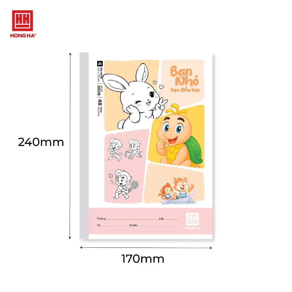 (Bìa ngẫu nhiên) Vở Ô Ly Bạn Nhỏ Hồng Hà 48 trang, Vở Ô Ly Hồng Hà School định lượng 100gsm - 0509