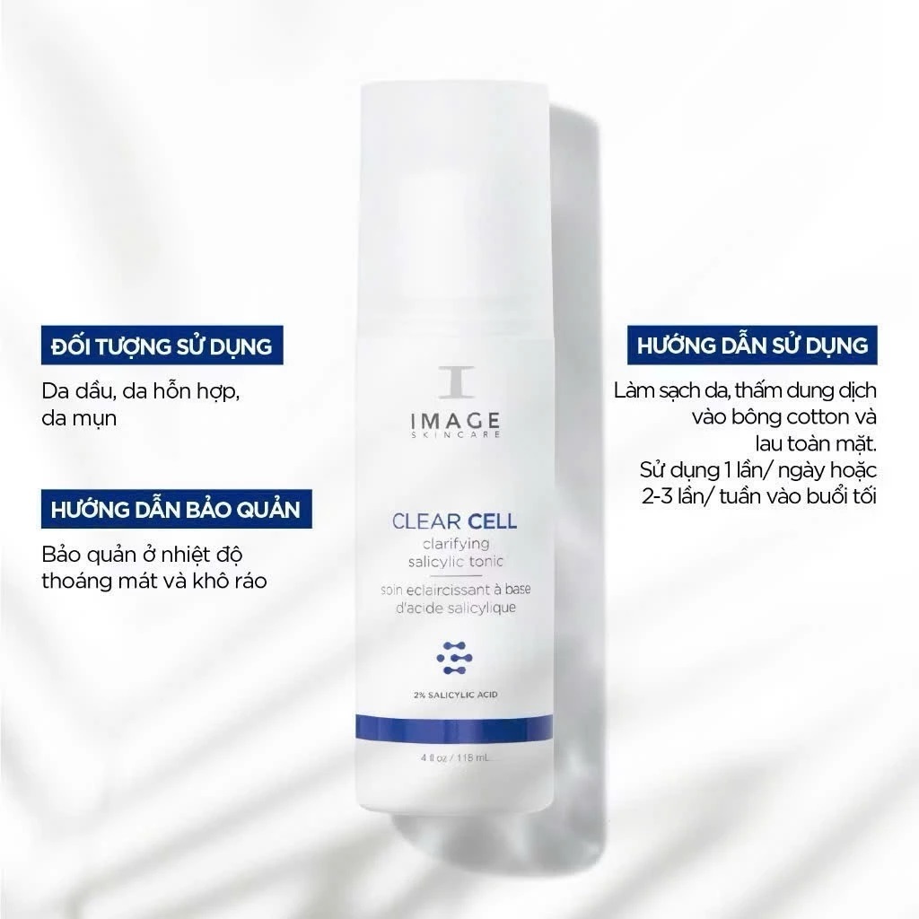 Dung Dịch 2% BHA Cho Da Dầu Mụn IMAGE Skincare CLEAR CELL Clarifying Salicylic Tonic 118ml
