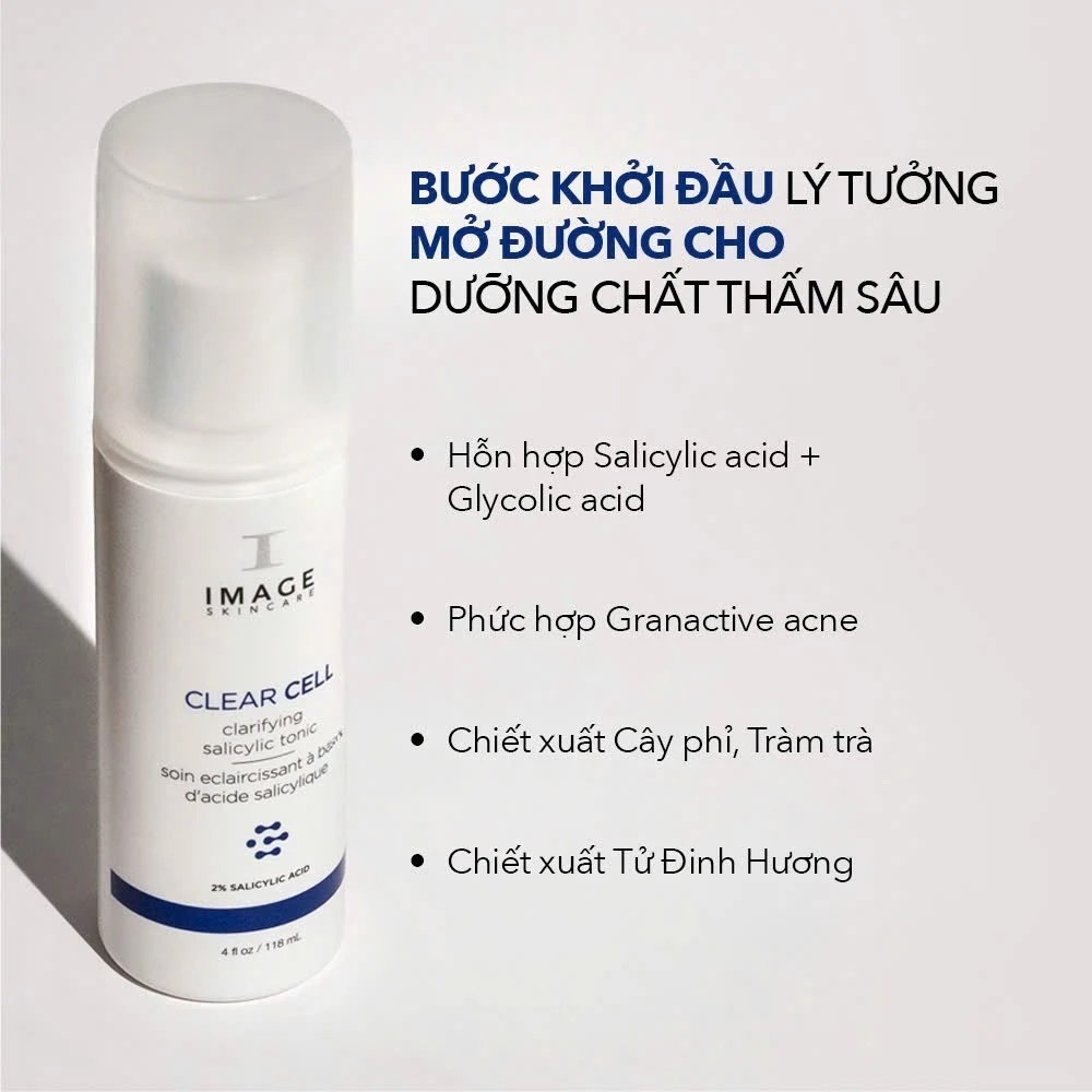 Dung Dịch 2% BHA Cho Da Dầu Mụn IMAGE Skincare CLEAR CELL Clarifying Salicylic Tonic 118ml