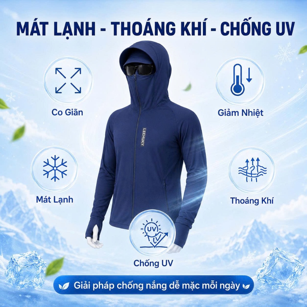 Áo Chống Nắng Nam Nữ 2 Lớp Chống Tia UV, Thun Lanh Co Giãn Thoáng Khí, Áo Khoác Form Unisex  M29