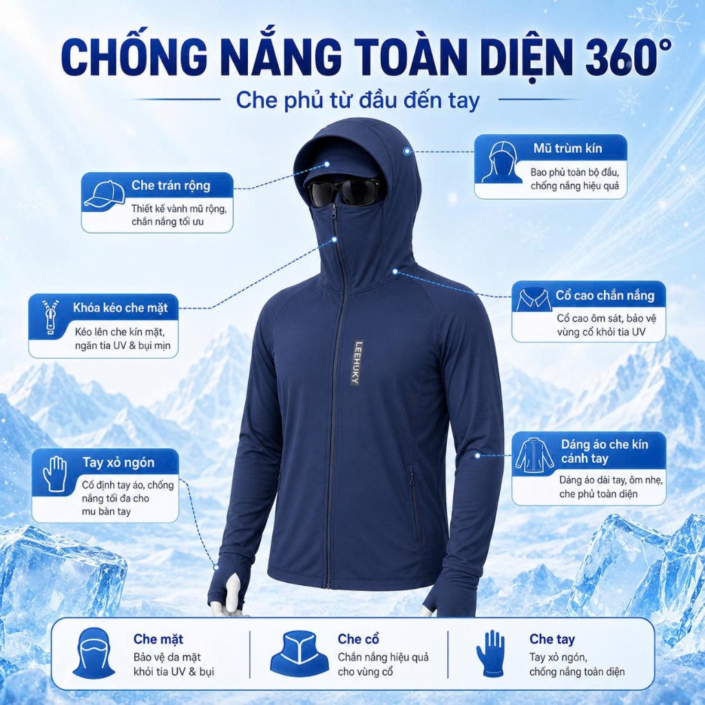 Áo Chống Nắng Nam Nữ 2 Lớp Chống Tia UV, Thun Lanh Co Giãn Thoáng Khí, Áo Khoác Form Unisex  M29