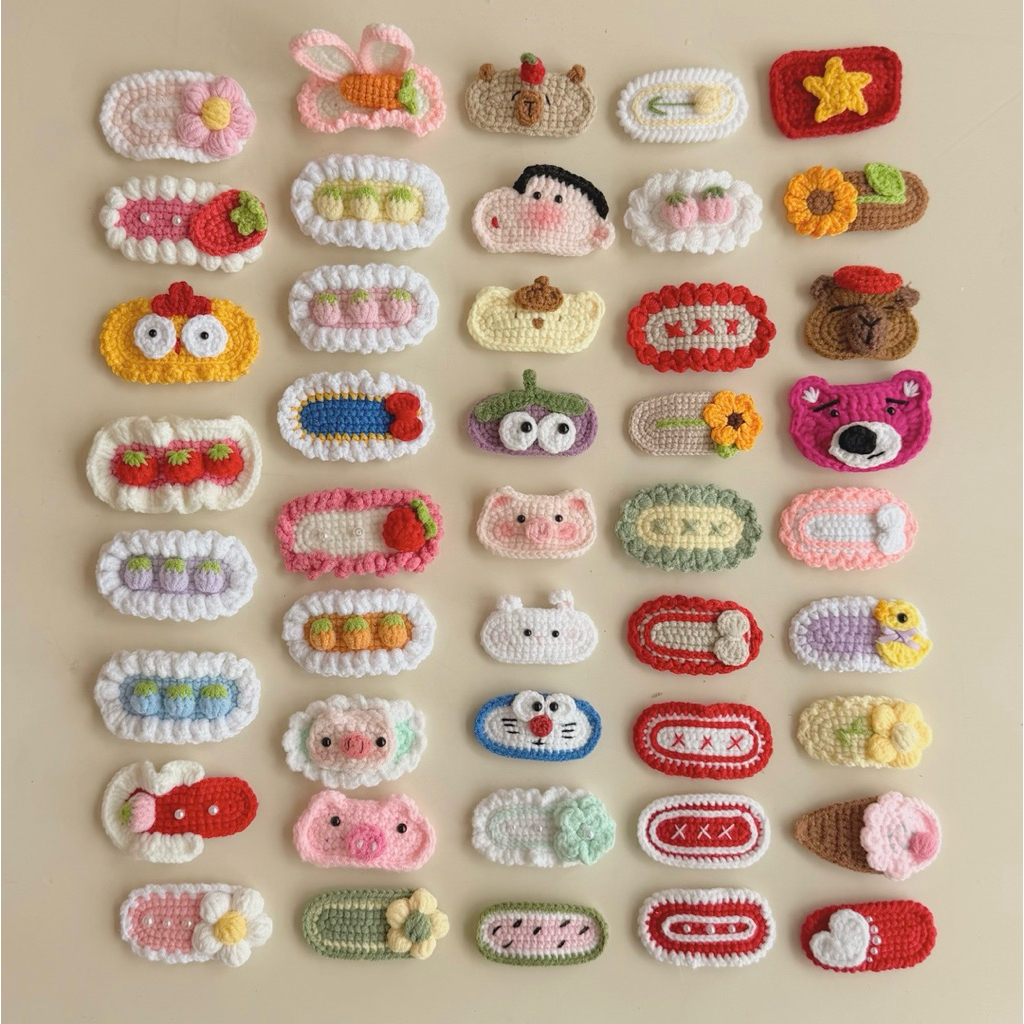 [LẺ 1 CÁI] Kẹp Tóc Len Kẹp Mái Hình Thú Hình Hoa Tổng Hợp Dễ Thương Handmade Quà Tặng