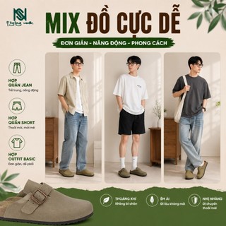 Dép Đế Trấu Sục NS04 Nam Nữ Unisex Quai Ngang Đi Học Đi Làm Đi Chơi Thoải Mái, Lịch Sự