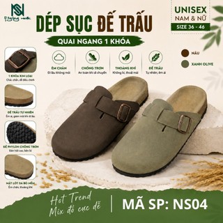 Dép Đế Trấu Sục NS04 Nam Nữ Unisex Quai Ngang Đi Học Đi Làm Đi Chơi Thoải Mái, Lịch Sự