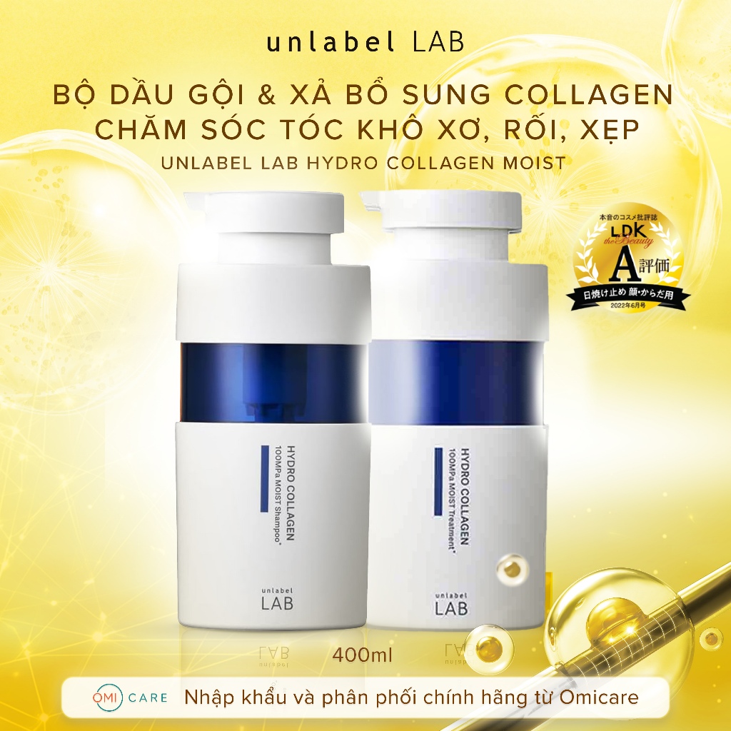 Bộ Dầu Gội Xả Unlabel LAB Hydro Collagen 100MPa Dưỡng Tóc Mềm Mượt, Phục Hồi Tóc Hư Tổn Khô Xơ