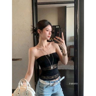 LT - Áo quây ren ngang, lưng buộc nơ, ren giãn free size, Style cá tính 1796