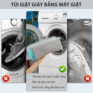 Túi Giặt Giày Chuyên Dụng Có Khóa Kéo | Túi Giặt Giày Máy Giặt Chenille Microfiber Bảo Vệ Sneaker