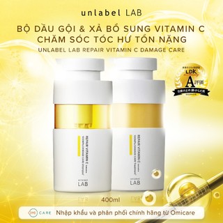 Bộ Dầu Gội Xả Unlabel LAB Vitamin C Dưỡng Tóc Mềm Mượt, Hỗ Trợ Cải Thiện Tóc Khô Xơ 400ml