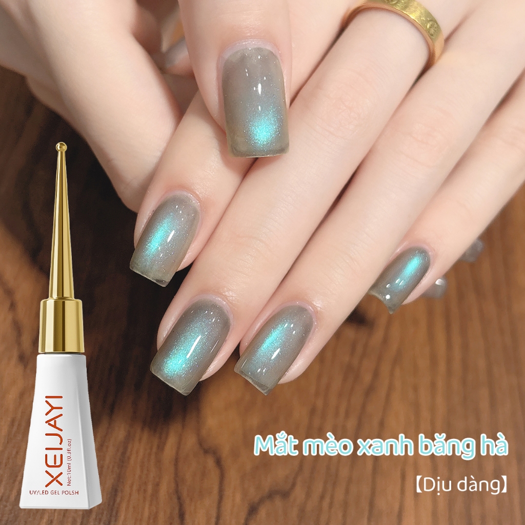 XEIJAYI 10ml - Sơn gel móng tay màu xanh xám mắt mèo mới. Độ bóng lâu trôi, phù hợp cho salon và sử dụng tại nhà.