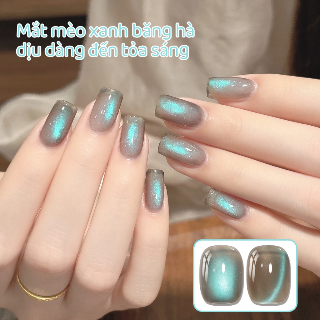 XEIJAYI 10ml - Sơn gel móng tay màu xanh xám mắt mèo mới. Độ bóng lâu trôi, phù hợp cho salon và sử dụng tại nhà.
