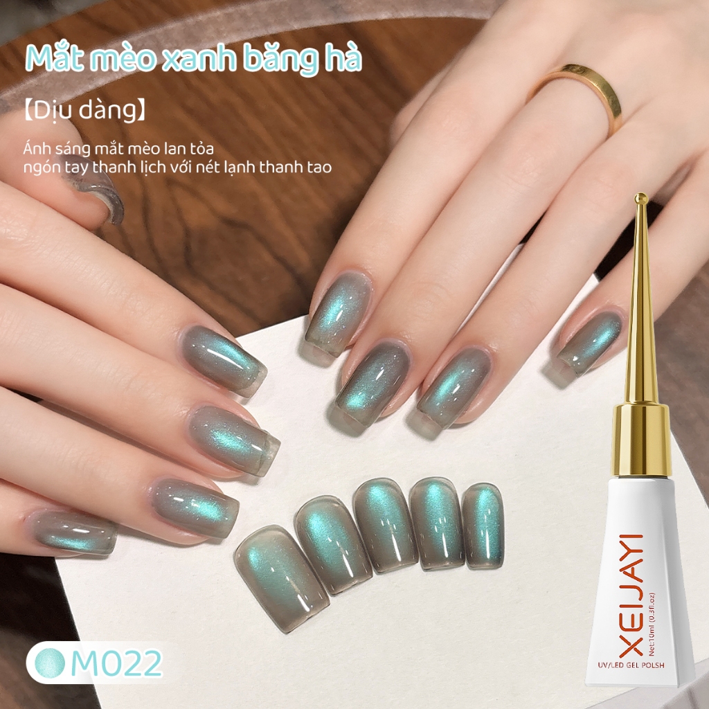 XEIJAYI 10ml - Sơn gel móng tay màu xanh xám mắt mèo mới. Độ bóng lâu trôi, phù hợp cho salon và sử dụng tại nhà.