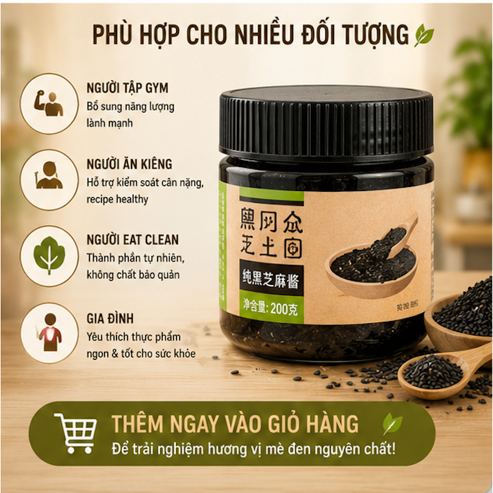 Xốt Tương Mè Đen Ăn Kiêng 200G - Mè Đen Nguyên Chất Thơm Béo Healthy Eat Clean, Trộn Salad Chấm Rau Củ