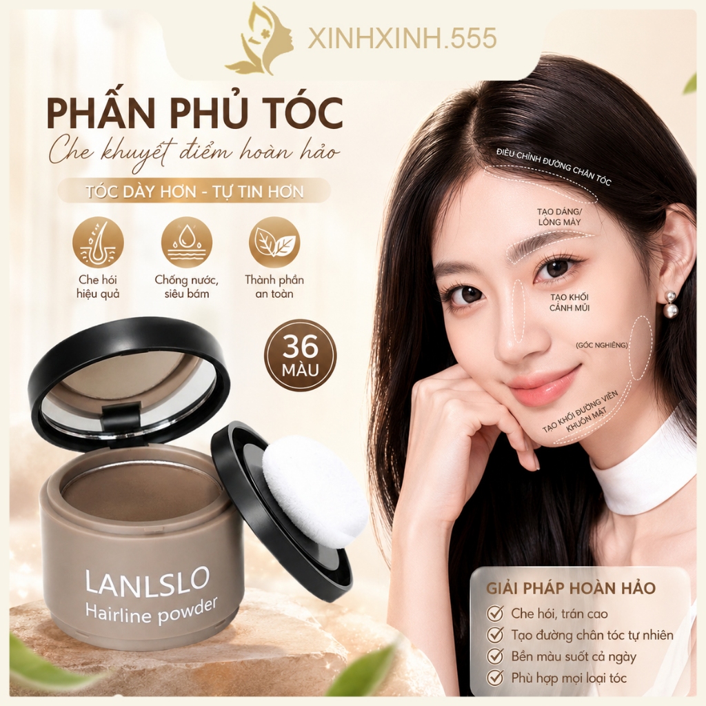 Phấn che hói tóc, che tóc thưa tức thì, phấn che chân tóc, bột phủ tóc tự nhiên | che bạc, không lộ, chống nước, lâu trô
