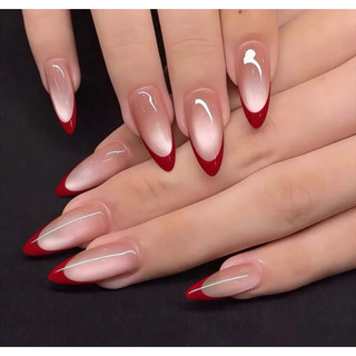 Nailbox Thiết Kế Mắt Mèo Phối French Đỏ Kiểu Pháp