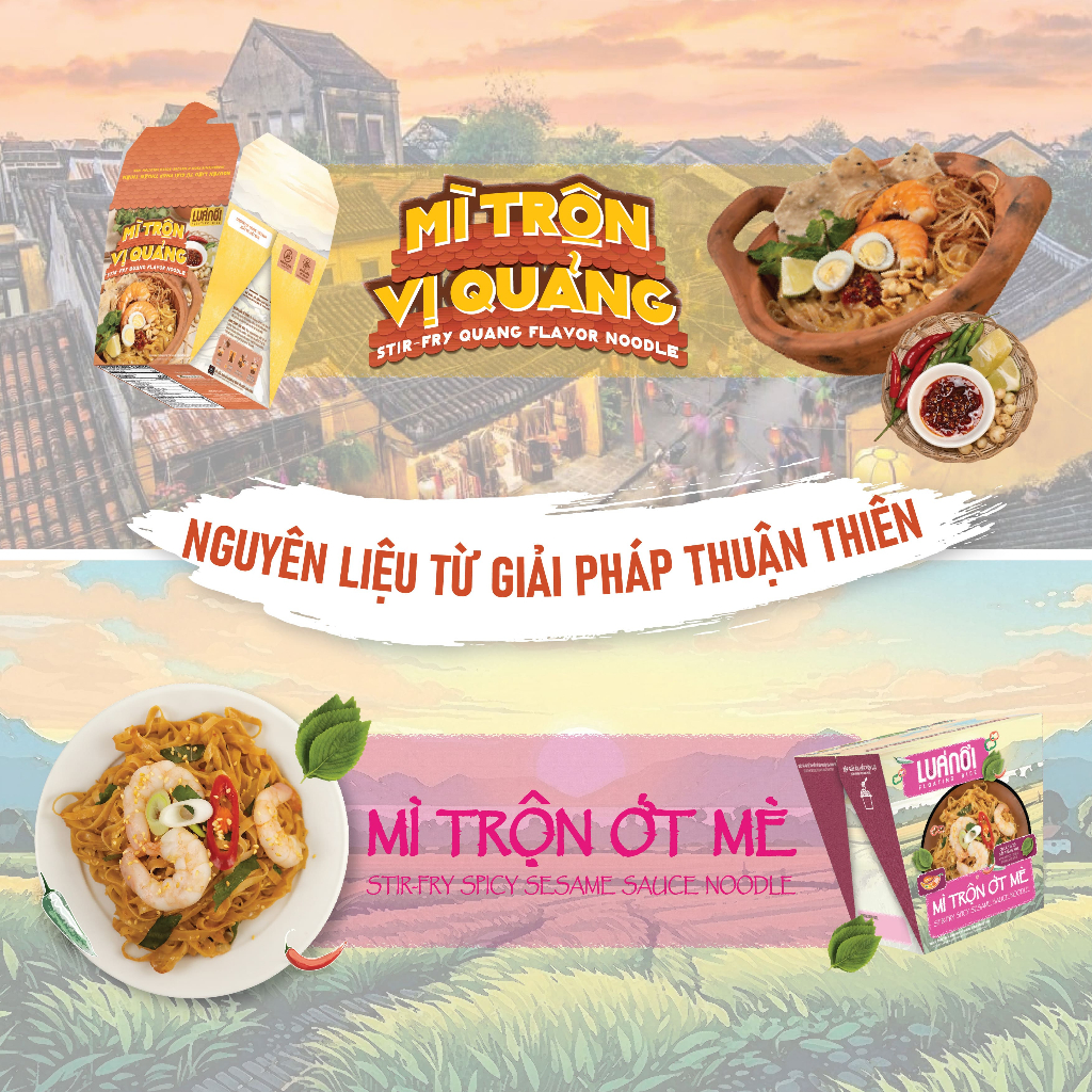 Mì Trộn Lúa Nổi AMANA Vị Ớt Mè / Vị Quảng Thơm Ngon Đậm Đà (Hộp giấy 85g)