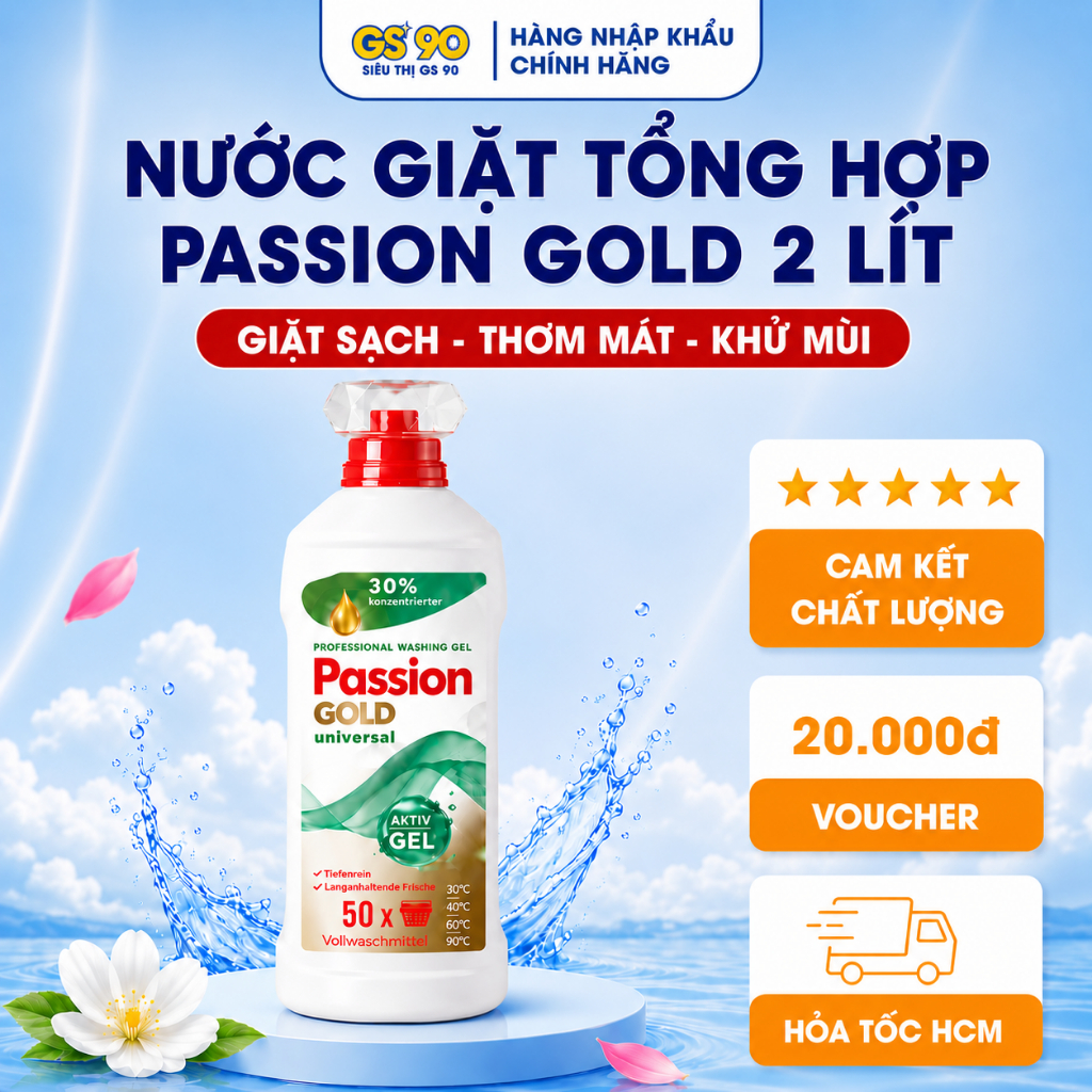 Nước Giặt Passion Gold 2 Lít Làm Sạch Và Chăm Sóc Sợi Vải Nhập Khẩu Đức