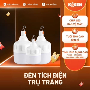 Đèn Tích Điện Trụ Trắng - Dùng Mưa Bão, Cúp Điện, Công Nghệ LED Tiết Kiệm Điện